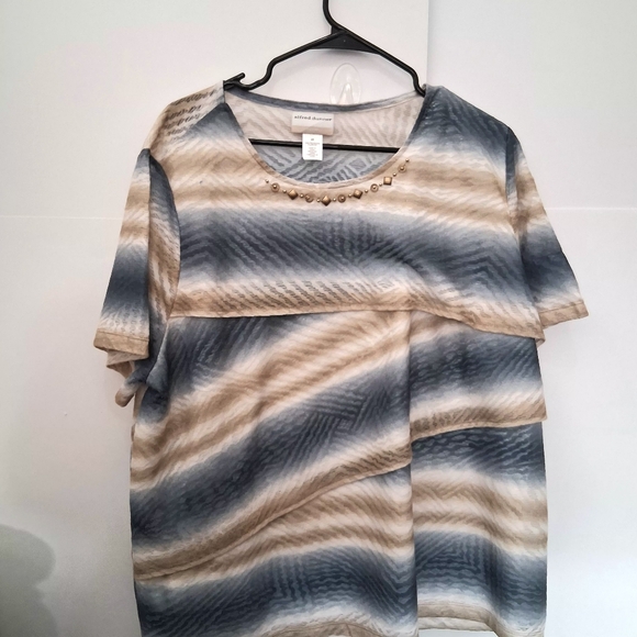 Alfred Dunner Tops - ALFRED DUNNER Tie Dyed Navy & Gold Tee Top Size 2X